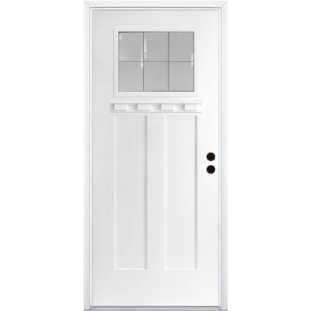 Codel Doors 32" x 80" Primed White Shaker Exterior Fiberglass Door 2868LHISPSFHFLS200P691615M
